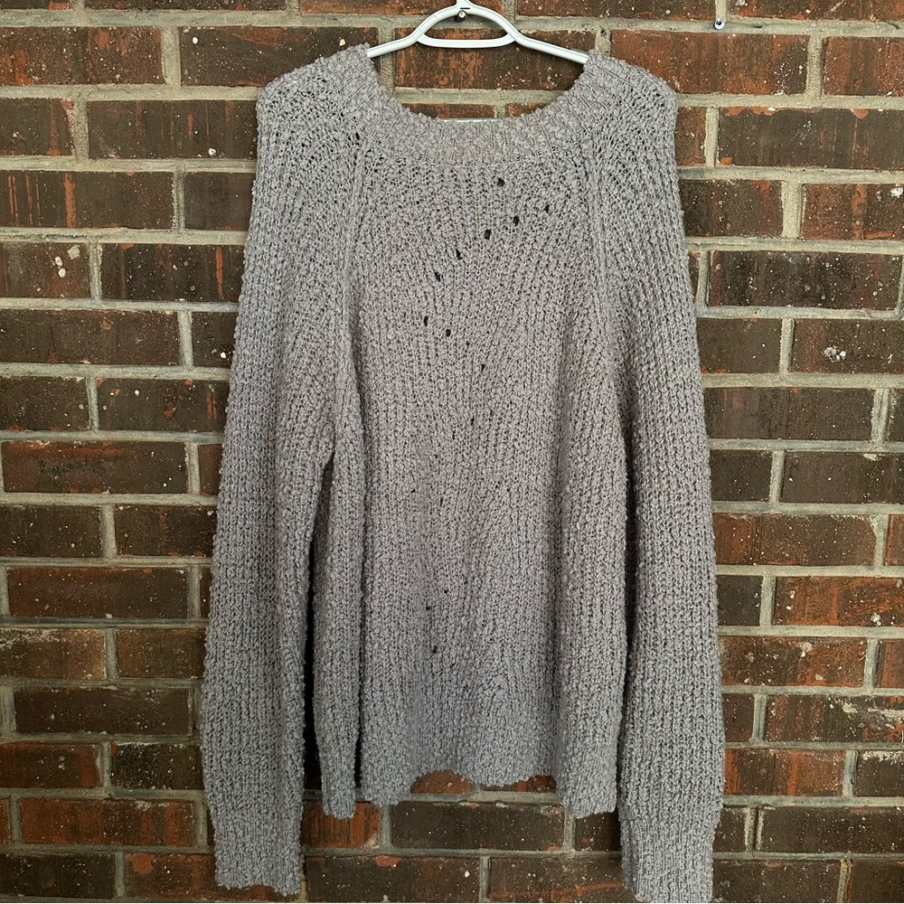 Plus Size Wonderly Gray Textured Crew Neck Sweater